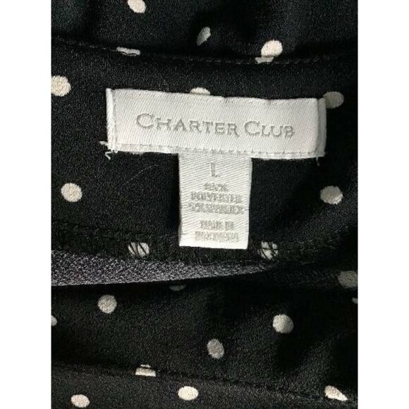 Charter Club Dress Size Large Black White Shift Polka Dot 3/4 Sleeve Work 1279 - Picture 4 of 5